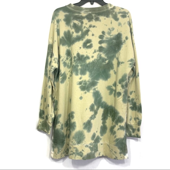 Old Navy Women's Green Tie Dye Vintage Long-Sleeve French-Terry Tunic Sweatshirt - Picture 11 of 12